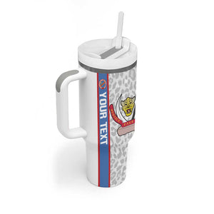 DR Congo Football Custom Tumbler With Handle Come On Leopards White Color