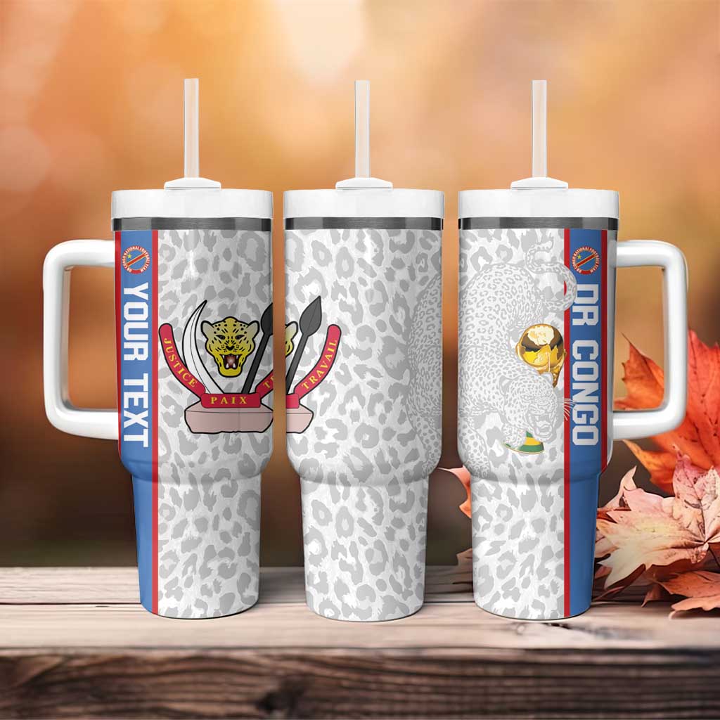 DR Congo Football Custom Tumbler With Handle Come On Leopards White Color