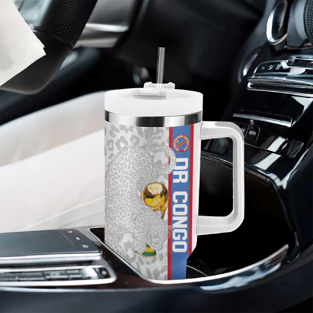 DR Congo Football Custom Tumbler With Handle Come On Leopards White Color