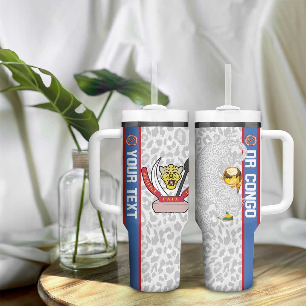 DR Congo Football Custom Tumbler With Handle Come On Leopards White Color