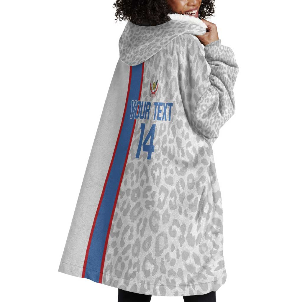 DR Congo Football Custom Wearable Blanket Hoodie Come On Leopards White Color