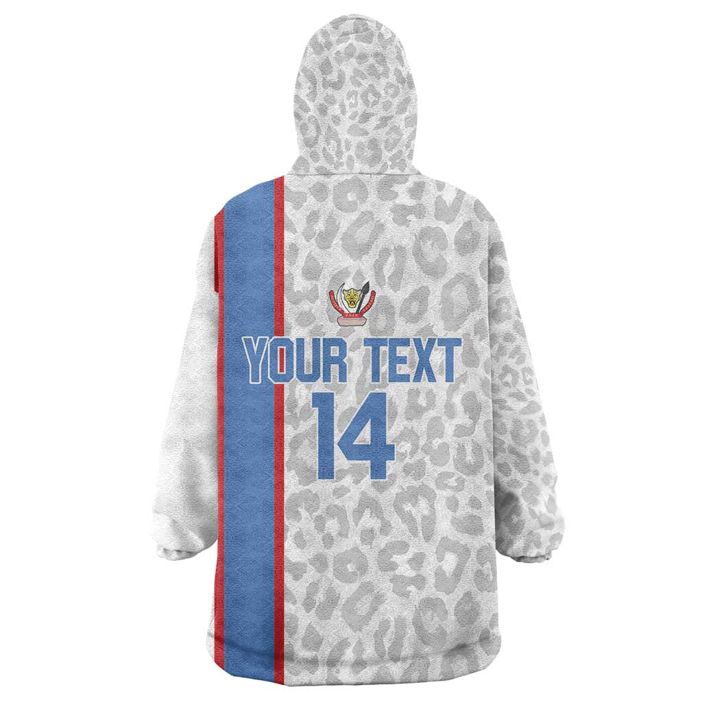 DR Congo Football Custom Wearable Blanket Hoodie Come On Leopards White Color