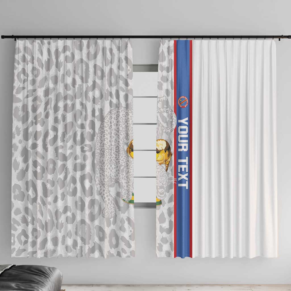 DR Congo Football Custom Window Curtain Come On Leopards White Color
