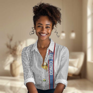 DR Congo Football Custom Women Casual Shirt Come On Leopards White Color