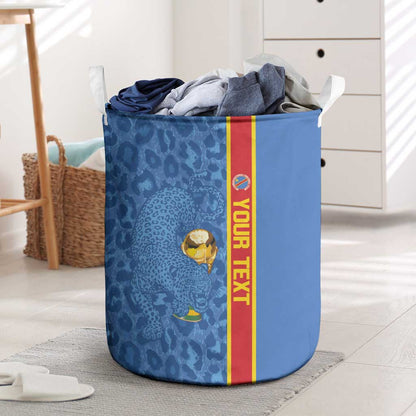 DR Congo Football Custom Laundry Basket Come On Leopards Blue Color