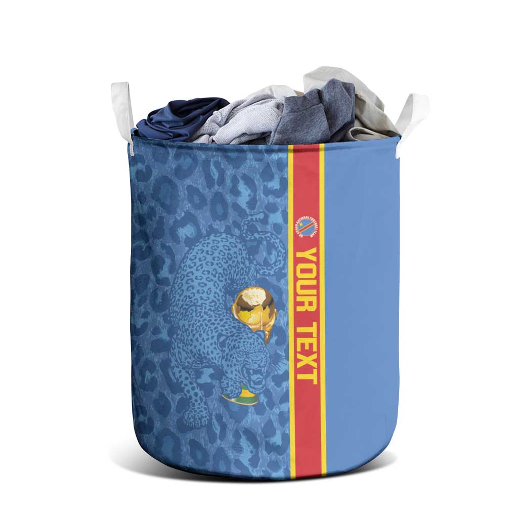 DR Congo Football Custom Laundry Basket Come On Leopards Blue Color