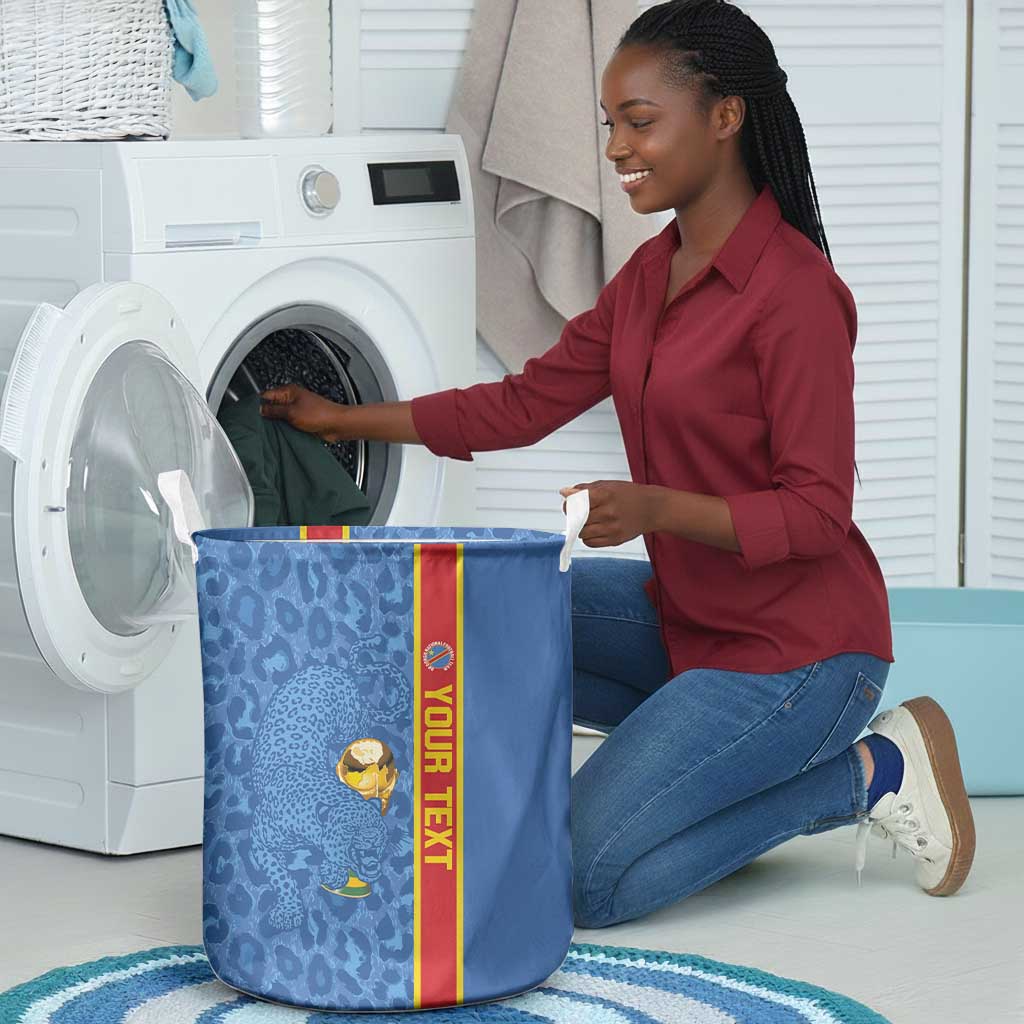 DR Congo Football Custom Laundry Basket Come On Leopards Blue Color