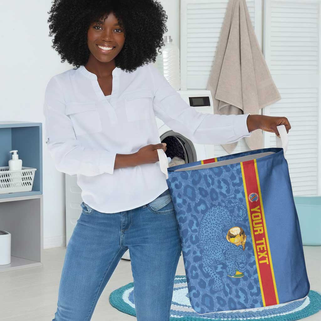 DR Congo Football Custom Laundry Basket Come On Leopards Blue Color