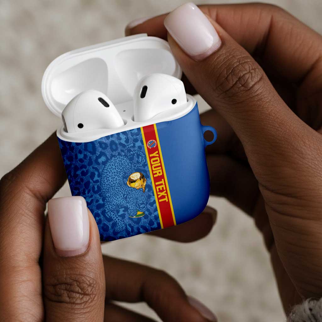 DR Congo Football Custom AirPods Case Come On Leopards Blue Color