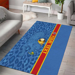 DR Congo Football Custom Area Rug Come On Leopards Blue Color