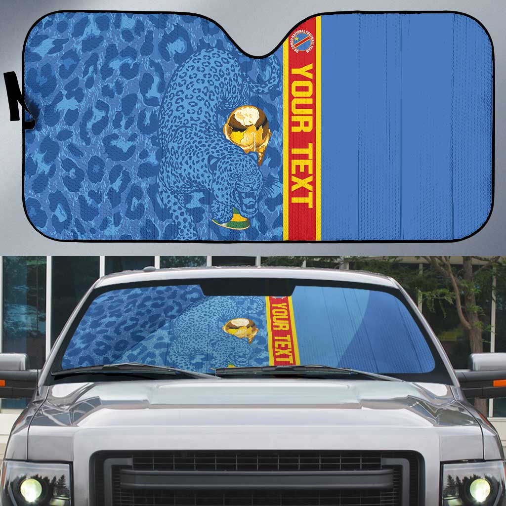DR Congo Football Custom Auto Sun Shade Come On Leopards Blue Color
