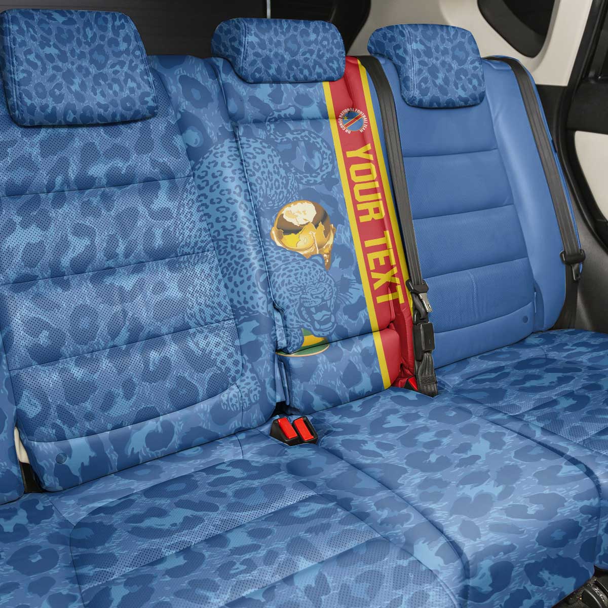 DR Congo Football Custom Back Car Seat Cover Come On Leopards Blue Color