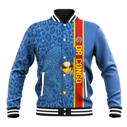 DR Congo Football Custom Baseball Jacket Come On Leopards Blue Color