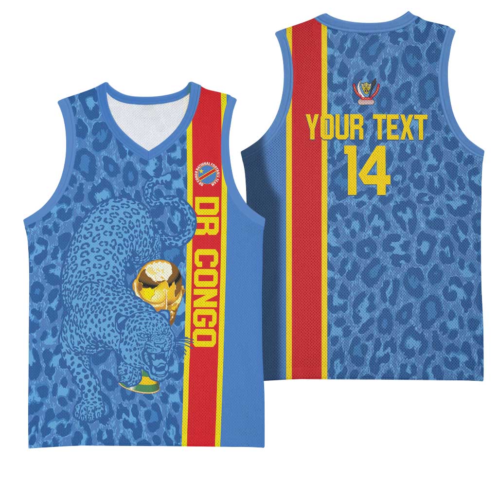 DR Congo Football Custom Basketball Jersey Come On Leopards Blue Color