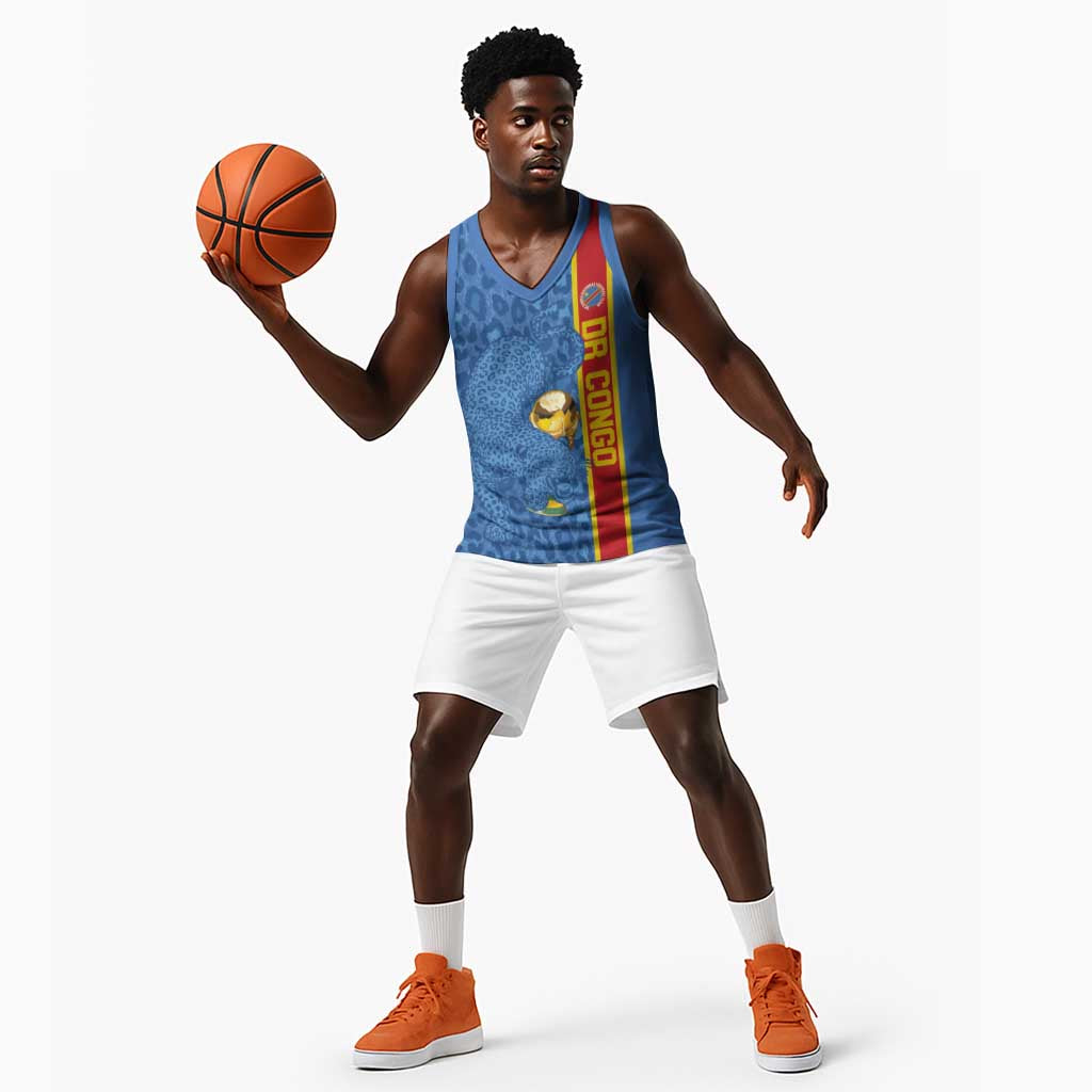 DR Congo Football Custom Basketball Jersey Come On Leopards Blue Color