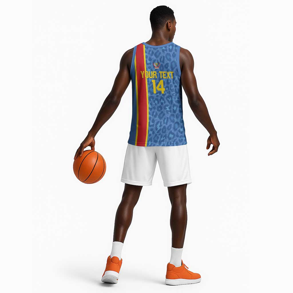 DR Congo Football Custom Basketball Jersey Come On Leopards Blue Color