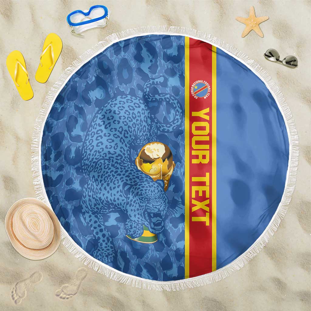 DR Congo Football Custom Beach Blanket Come On Leopards Blue Color