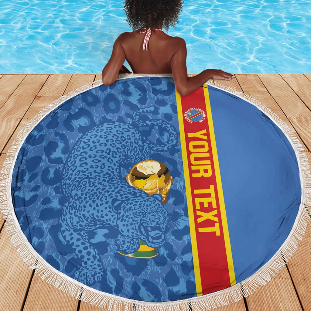 DR Congo Football Custom Beach Blanket Come On Leopards Blue Color