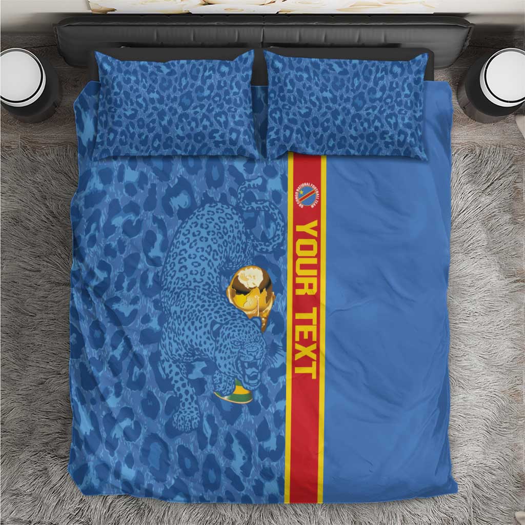 DR Congo Football Custom Bedding Set Come On Leopards Blue Color