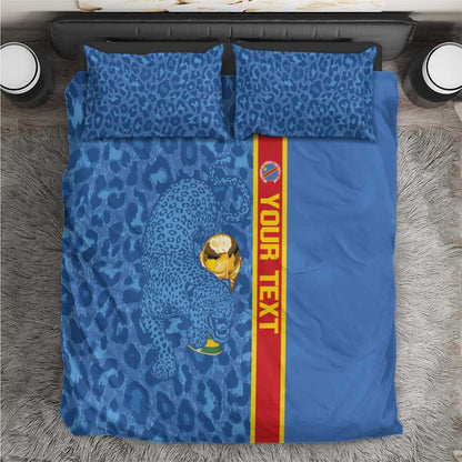 DR Congo Football Custom Bedding Set Come On Leopards Blue Color
