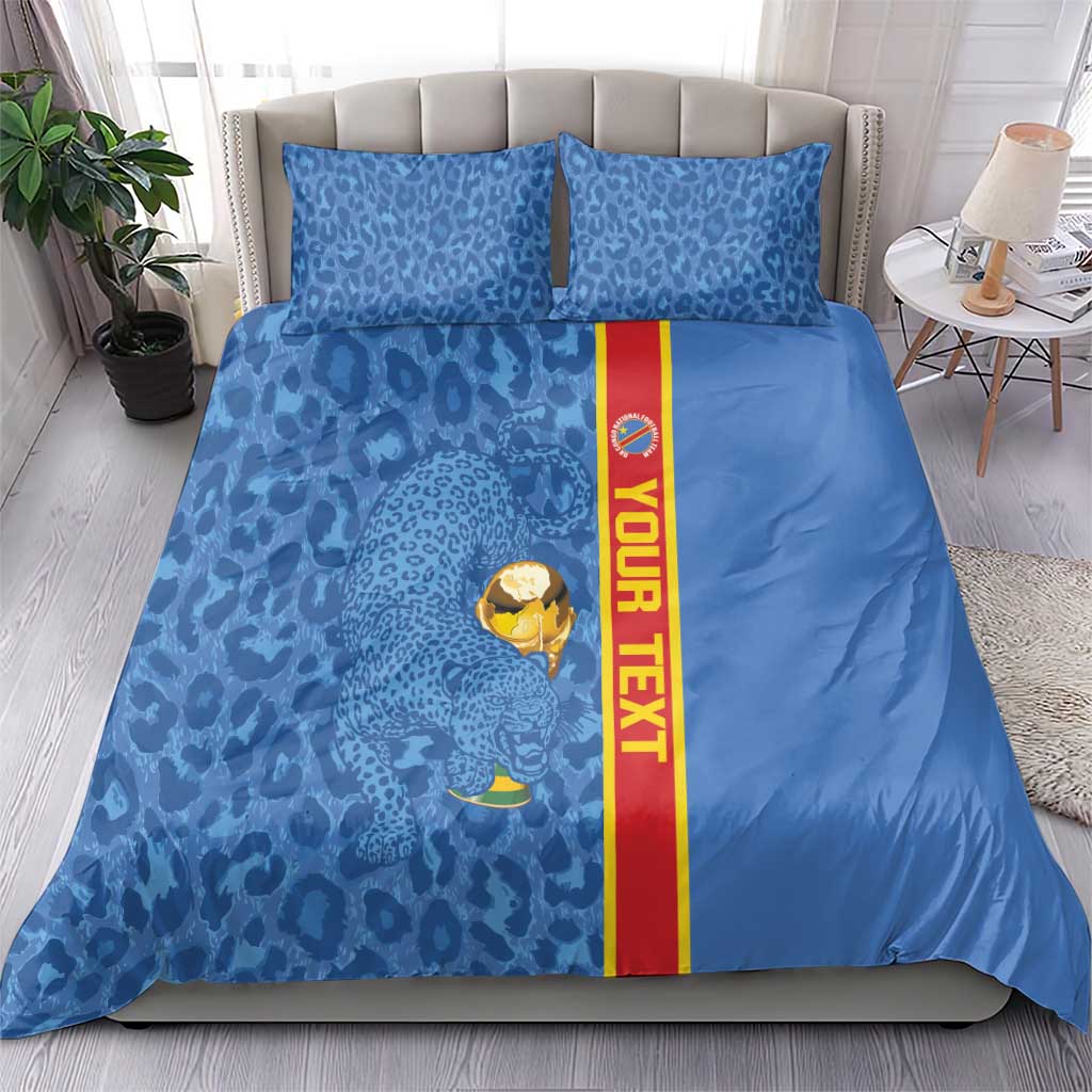 DR Congo Football Custom Bedding Set Come On Leopards Blue Color
