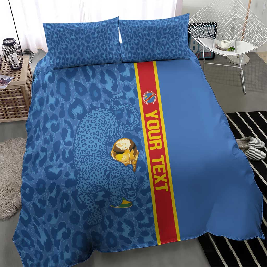 DR Congo Football Custom Bedding Set Come On Leopards Blue Color