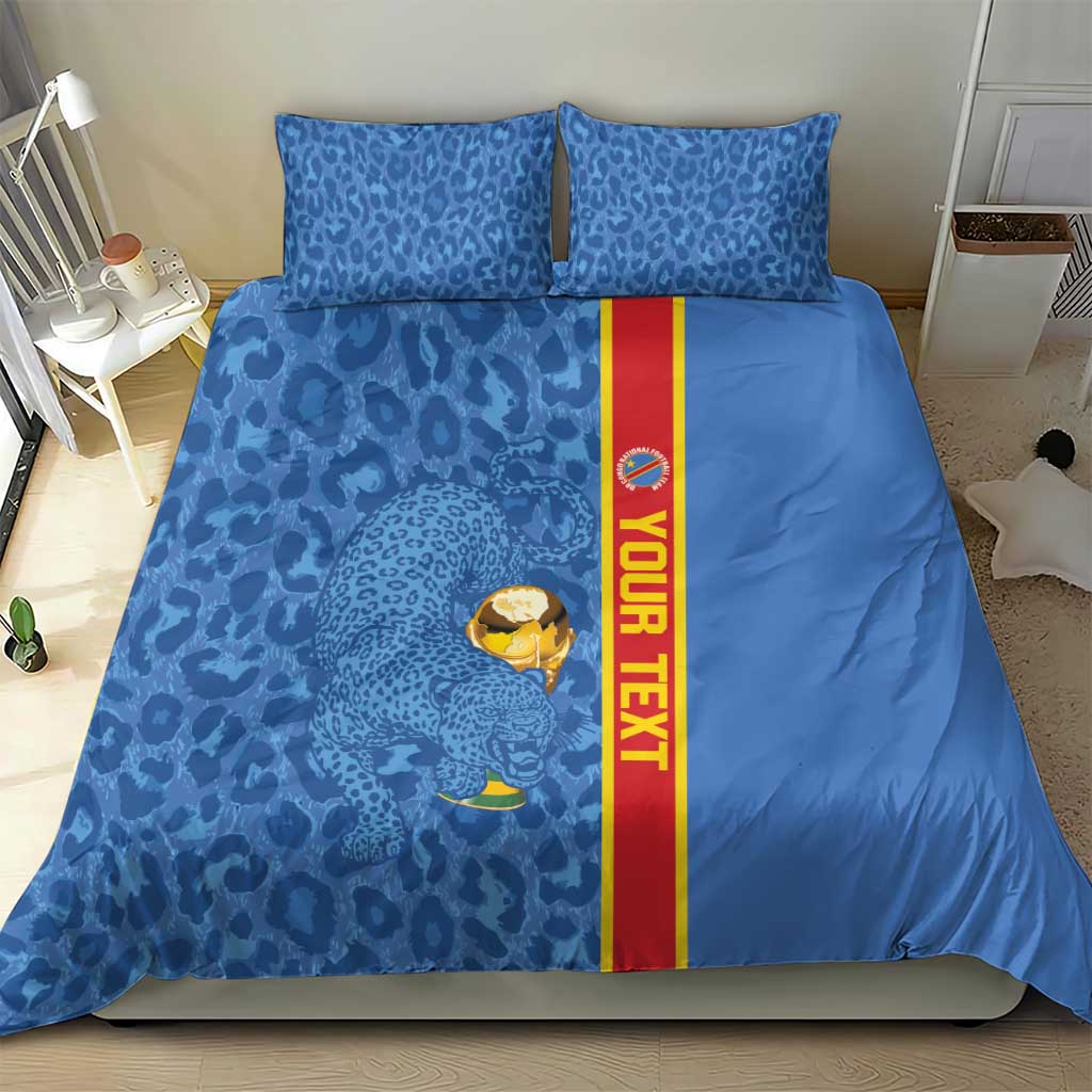DR Congo Football Custom Bedding Set Come On Leopards Blue Color