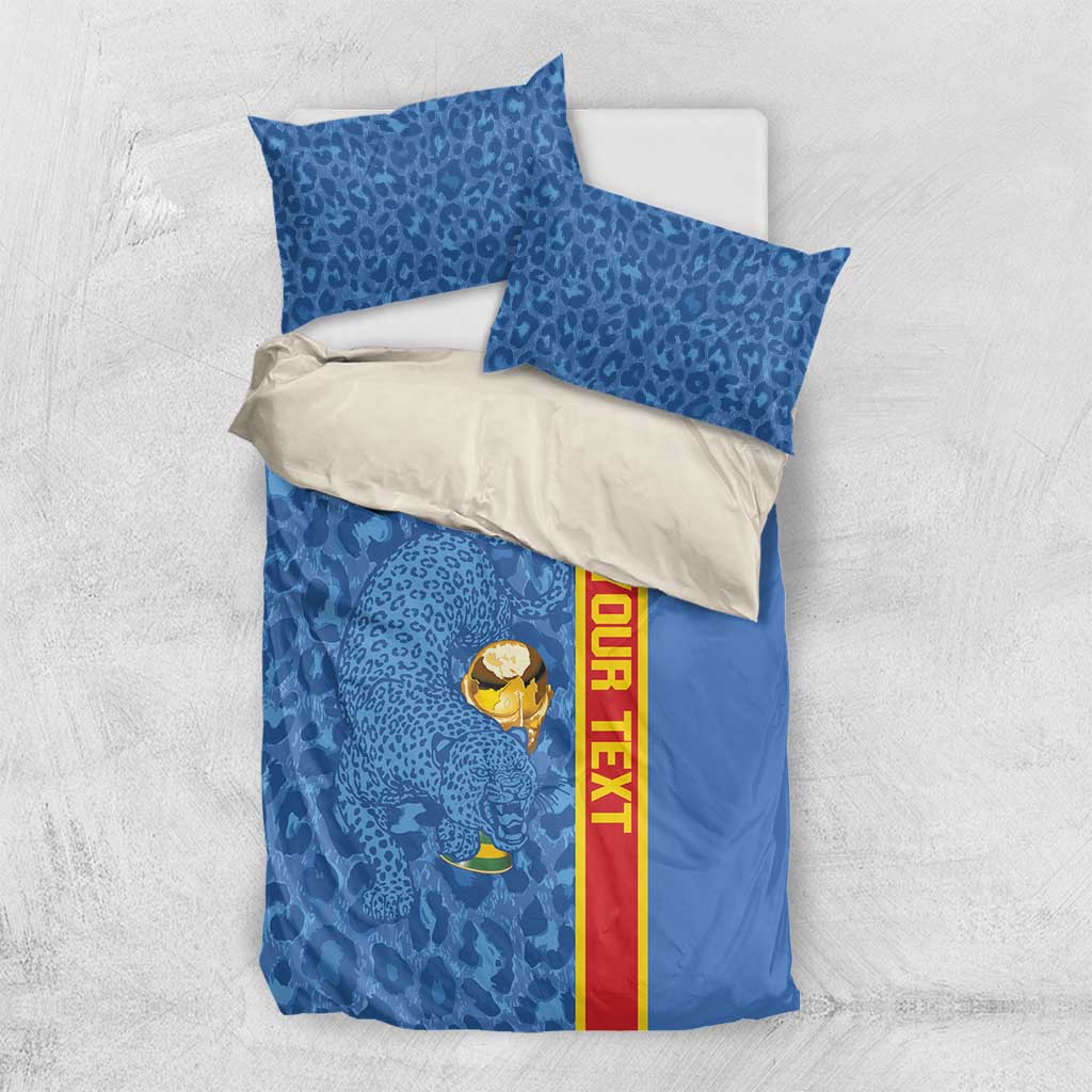 DR Congo Football Custom Bedding Set Come On Leopards Blue Color