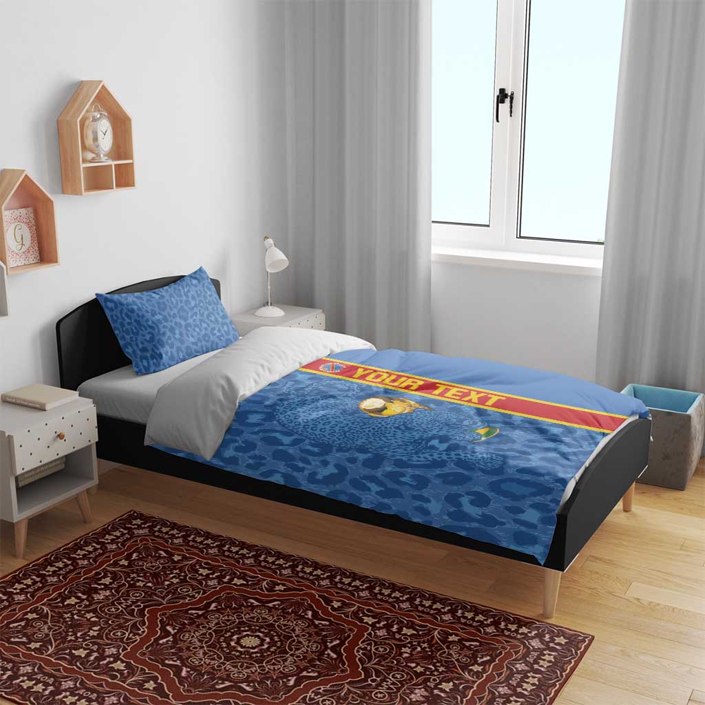 DR Congo Football Custom Bedding Set Come On Leopards Blue Color