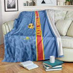 DR Congo Football Custom Blanket Come On Leopards Blue Color
