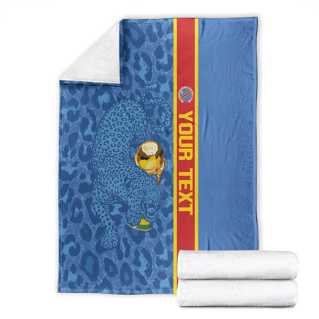 DR Congo Football Custom Blanket Come On Leopards Blue Color