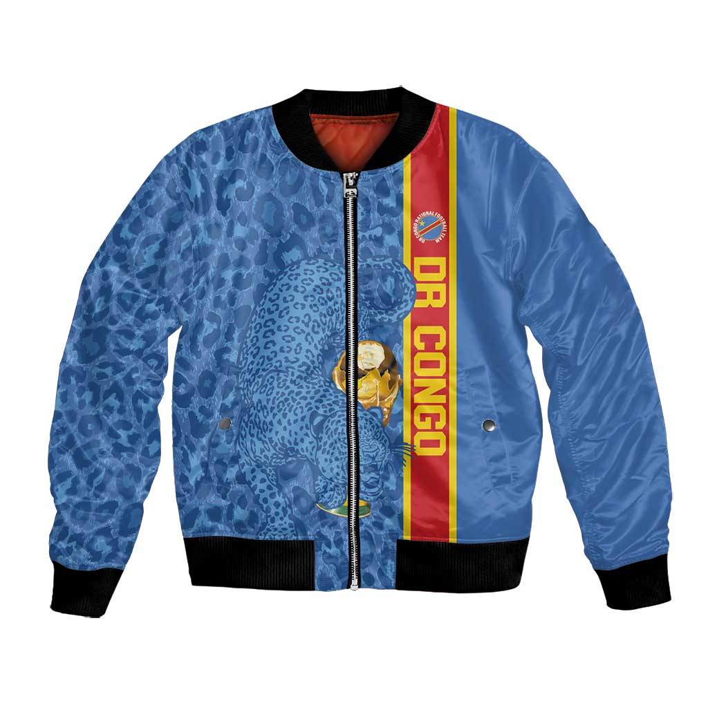 DR Congo Football Custom Bomber Jacket Come On Leopards Blue Color