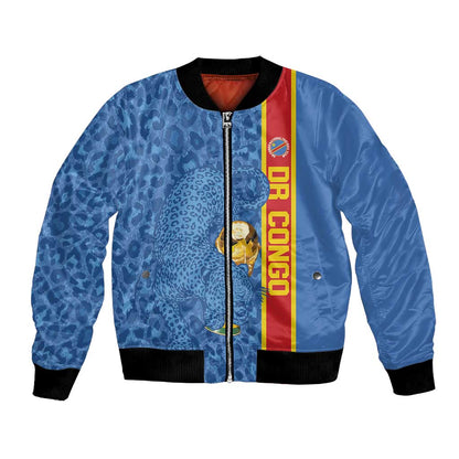 DR Congo Football Custom Bomber Jacket Come On Leopards Blue Color