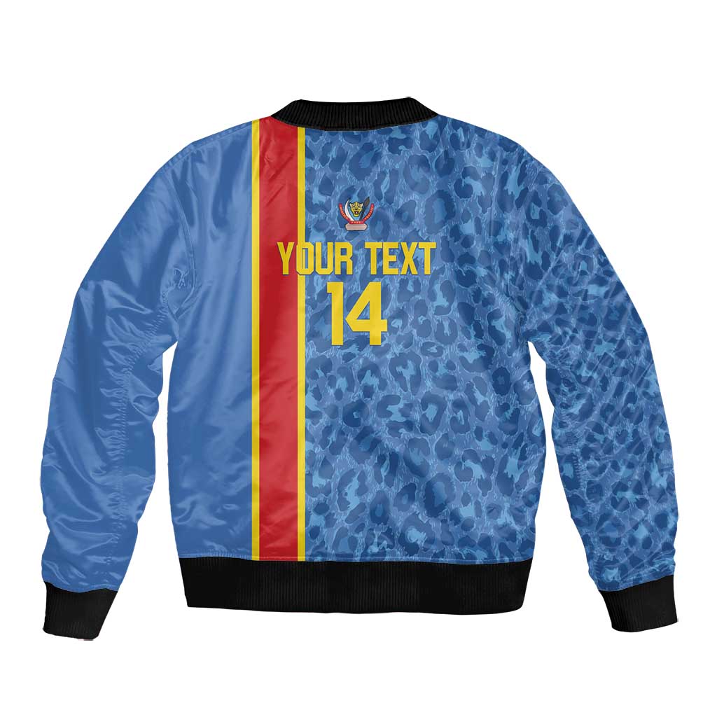 DR Congo Football Custom Bomber Jacket Come On Leopards Blue Color