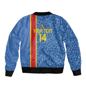DR Congo Football Custom Bomber Jacket Come On Leopards Blue Color