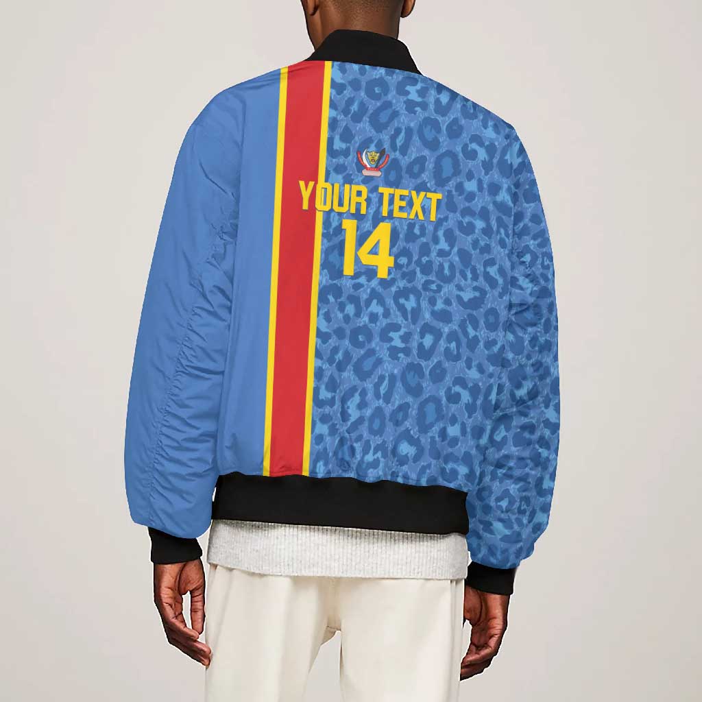 DR Congo Football Custom Bomber Jacket Come On Leopards Blue Color