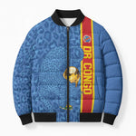 DR Congo Football Custom Bomber Puffer Jacket Come On Leopards Blue Color