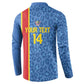 DR Congo Football Custom Button Sweatshirt Come On Leopards Blue Color