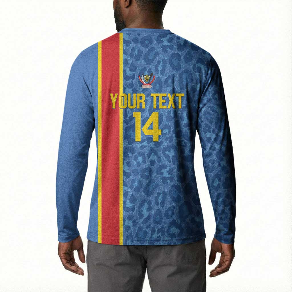 DR Congo Football Custom Button Sweatshirt Come On Leopards Blue Color