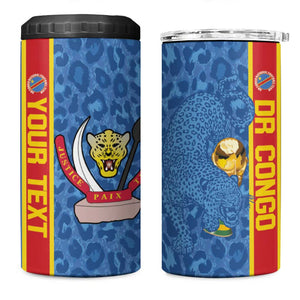 DR Congo Football Custom 4 in 1 Can Cooler Tumbler Come On Leopards Blue Color