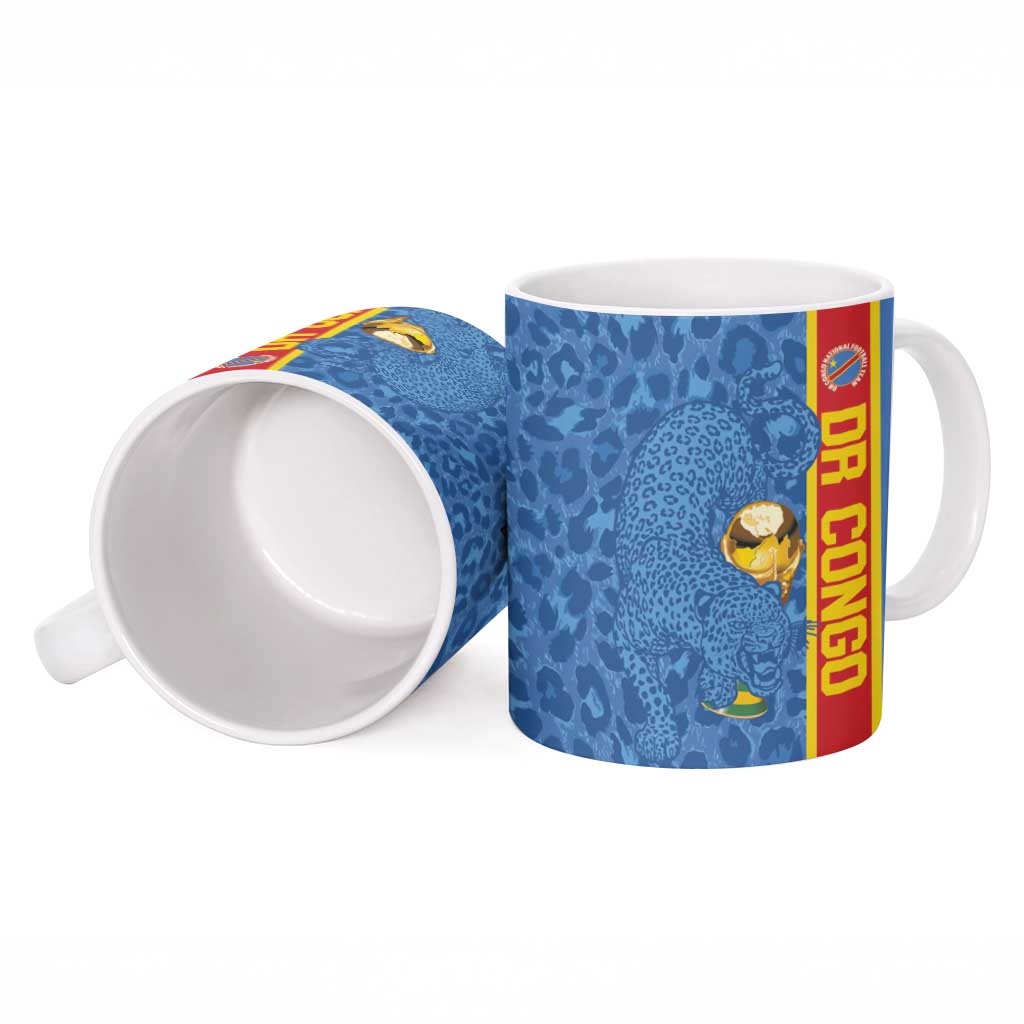 DR Congo Football Custom Ceramic Mug Come On Leopards Blue Color