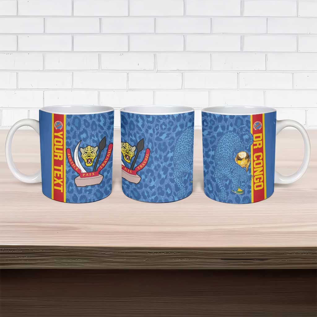 DR Congo Football Custom Ceramic Mug Come On Leopards Blue Color