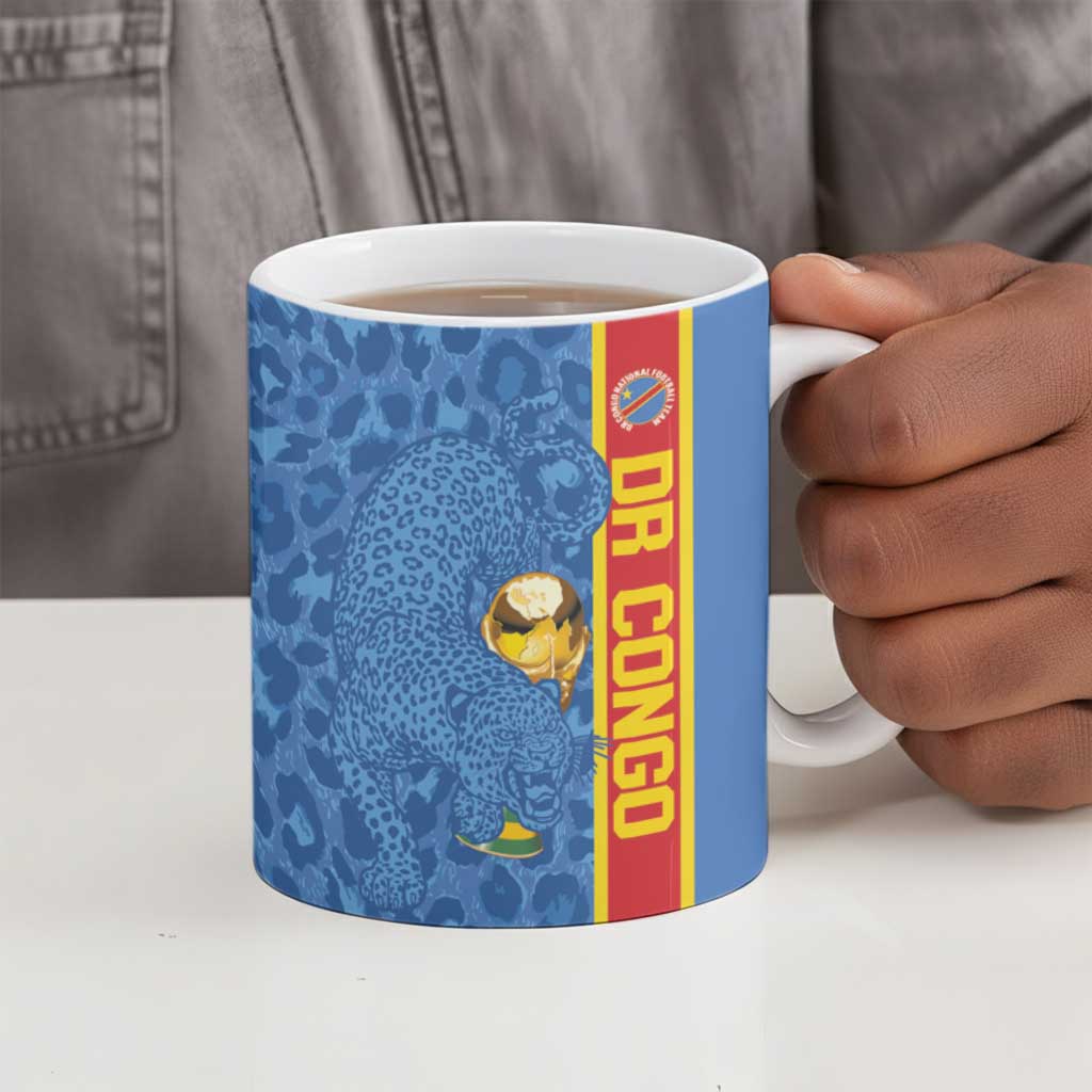 DR Congo Football Custom Ceramic Mug Come On Leopards Blue Color