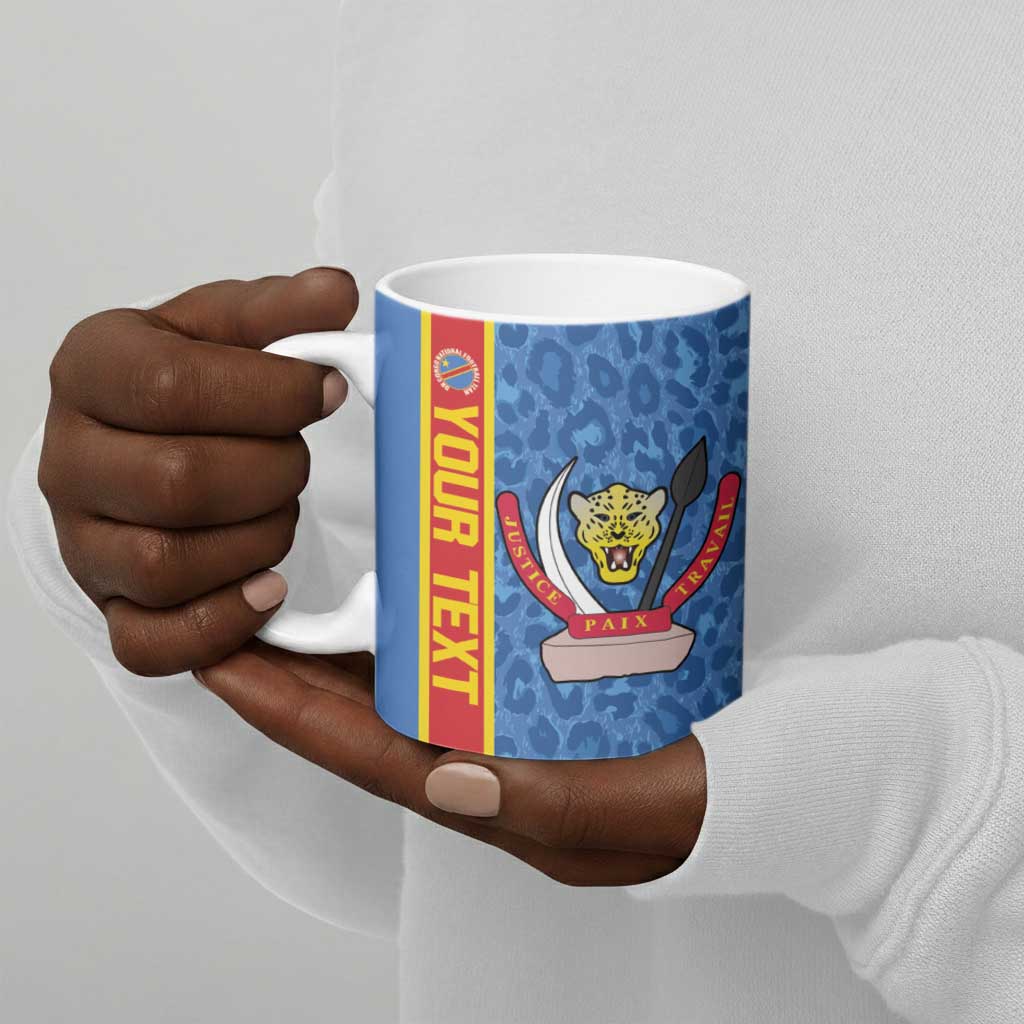 DR Congo Football Custom Ceramic Mug Come On Leopards Blue Color