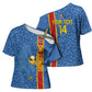 DR Congo Football Custom Cross Shoulder Shirt Come On Leopards Blue Color