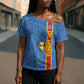 DR Congo Football Custom Cross Shoulder Shirt Come On Leopards Blue Color