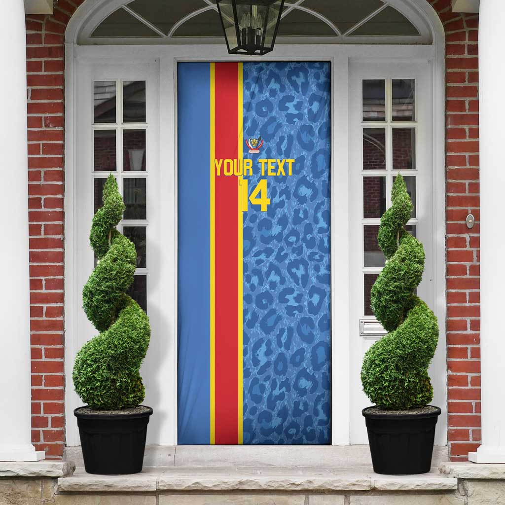 DR Congo Football Custom Door Cover Come On Leopards Blue Color