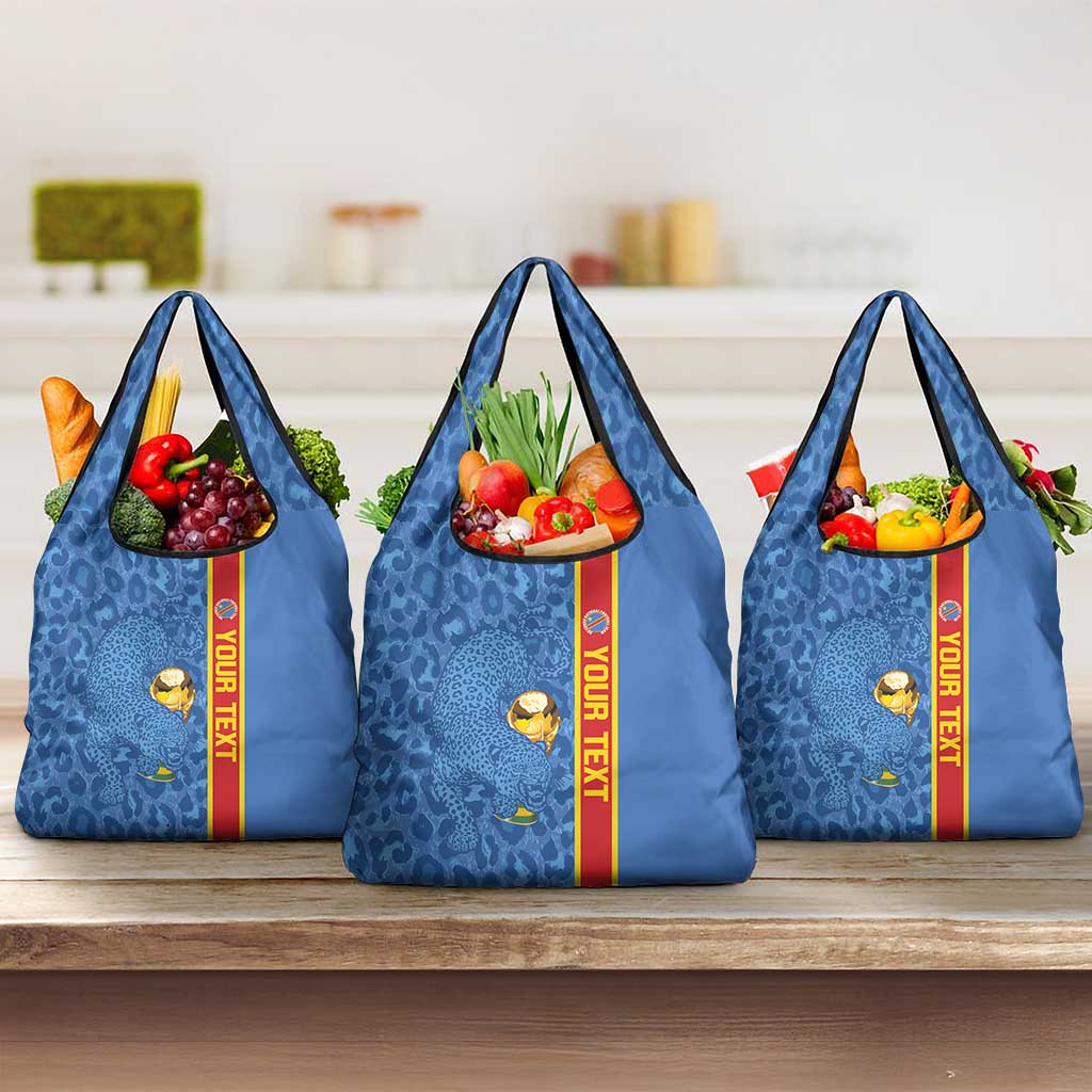 DR Congo Football Custom Grocery Bag Come On Leopards Blue Color