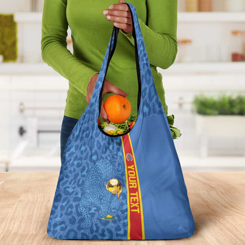 DR Congo Football Custom Grocery Bag Come On Leopards Blue Color