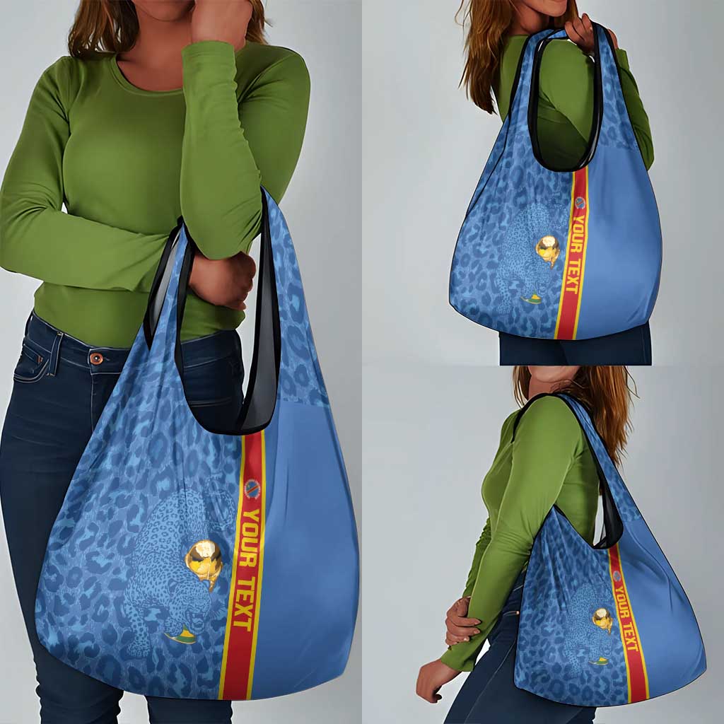 DR Congo Football Custom Grocery Bag Come On Leopards Blue Color